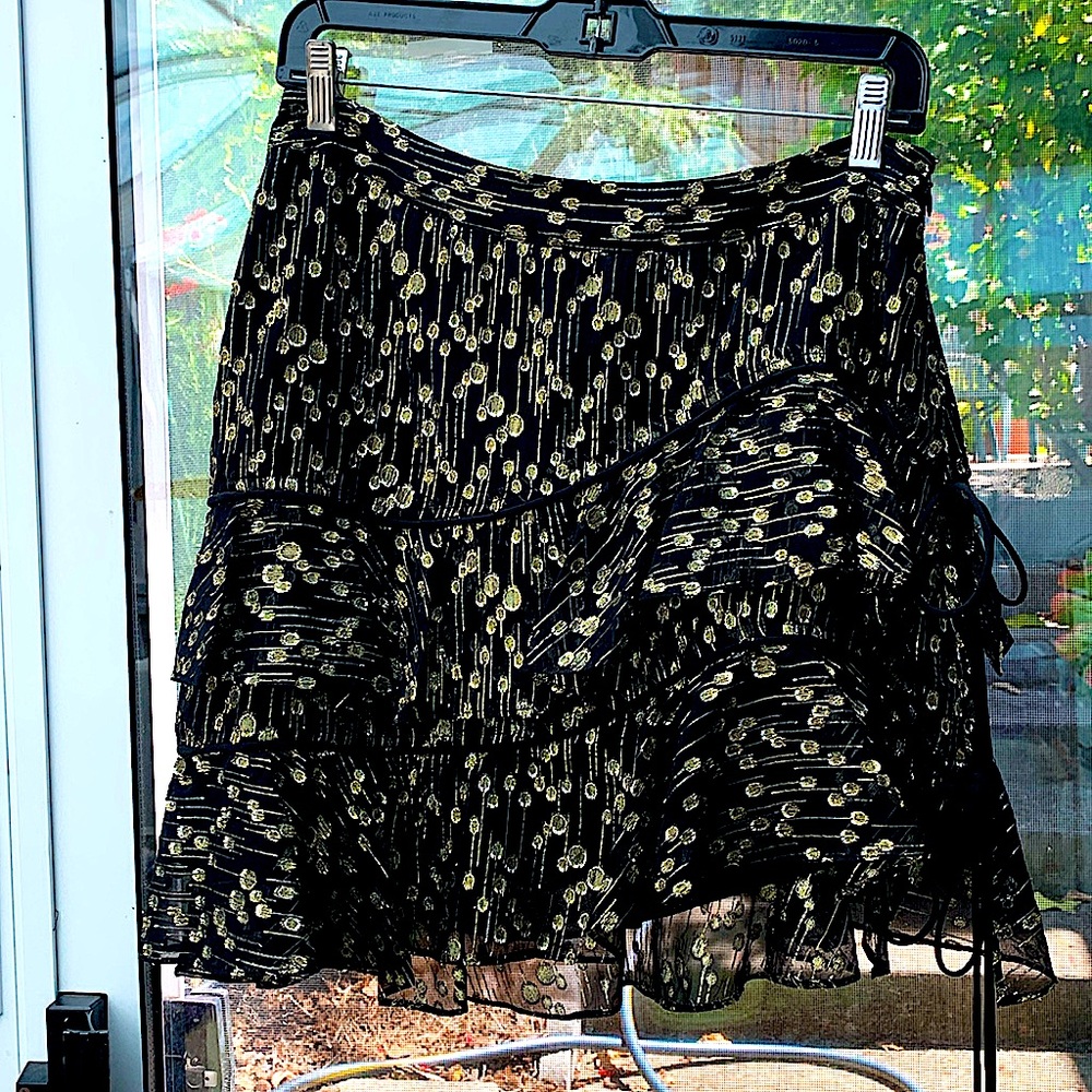 Derek Lam 10 Crosby short skirt black and gold chiffon
